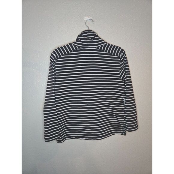 Karen Scott Women's Black and Gray Striped Funnel-Neck Top Size Small - Picture 2 of 6